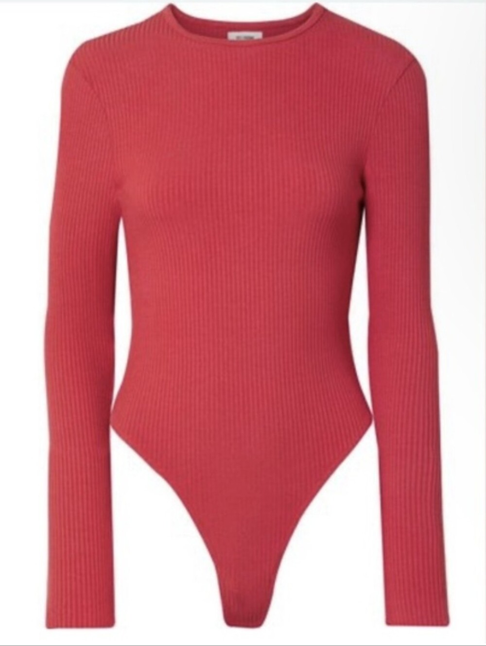 Re/Done Ribbed Long-Sleeve Red Bodysuit Small - Picture 5 of 5
